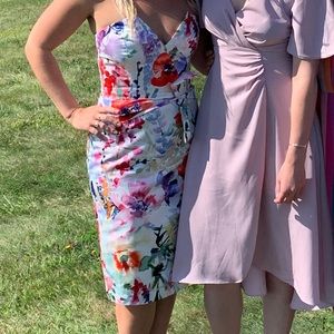 Parker silk floral strapless dress